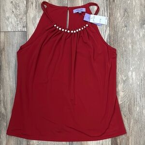 Premise Sleeveless Blouse With Bead Detail Red Vermillion Size M